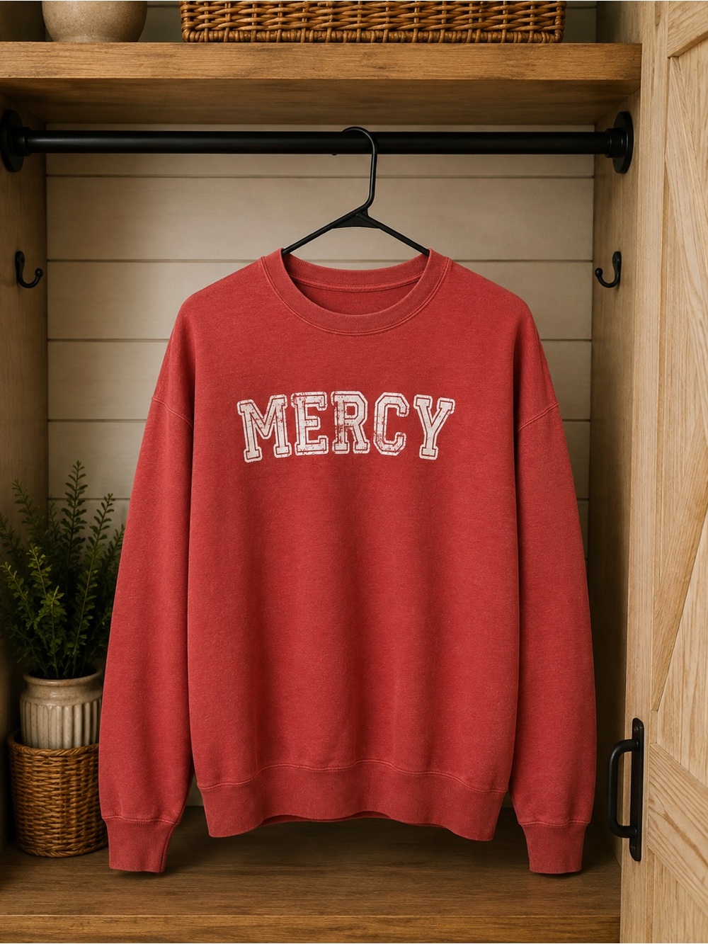 Mercy Crewneck Sweatshirt  - Rust Red
